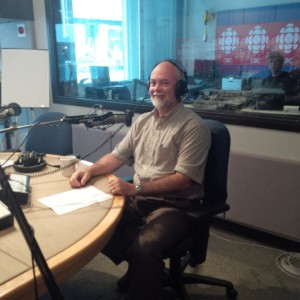 In studio at CBC Radio-Canada